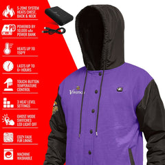 ActionHeat 5V Battery Heated Full-Snap Varsity Jacket - Minnesota Vikings