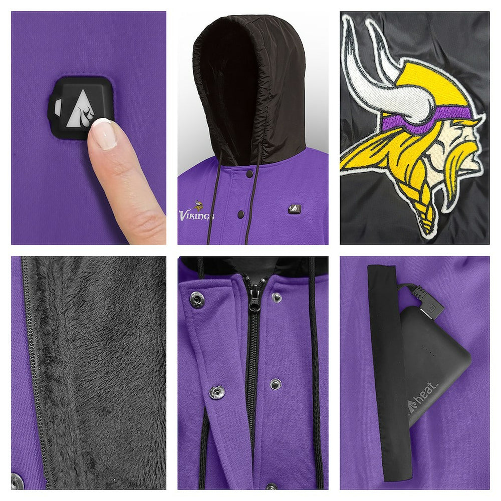 ActionHeat 5V Battery Heated Full-Snap Varsity Jacket - Minnesota Vikings