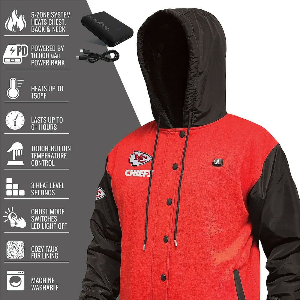 ActionHeat 5V Battery Heated Full-Snap Varsity Jacket - Kansas City Chiefs