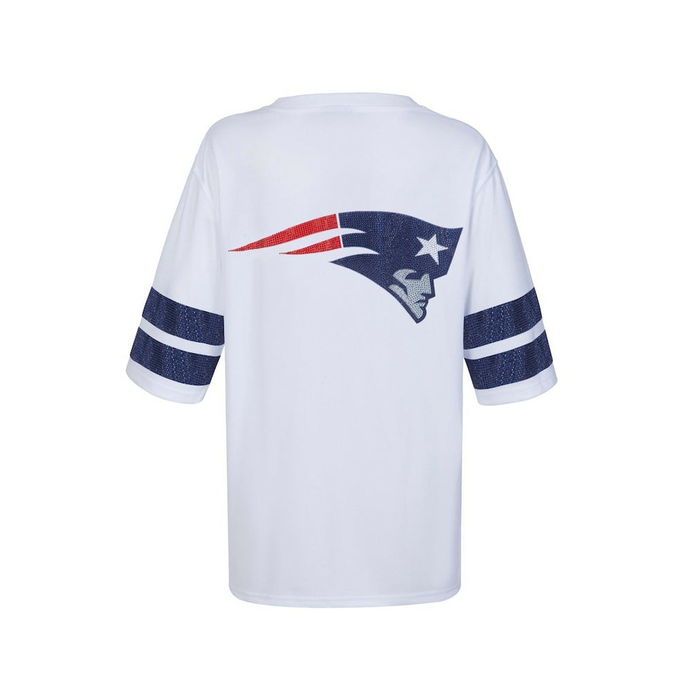Cuce Women's Rhinestone V-Neck Tunic - New England Patriots