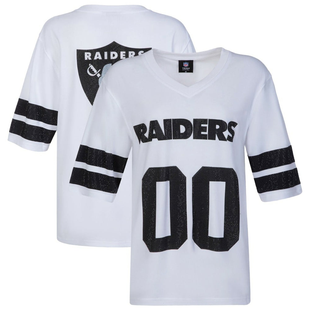 Cuce Women's Rhinestone V-Neck Tunic - Las Vegas Raiders