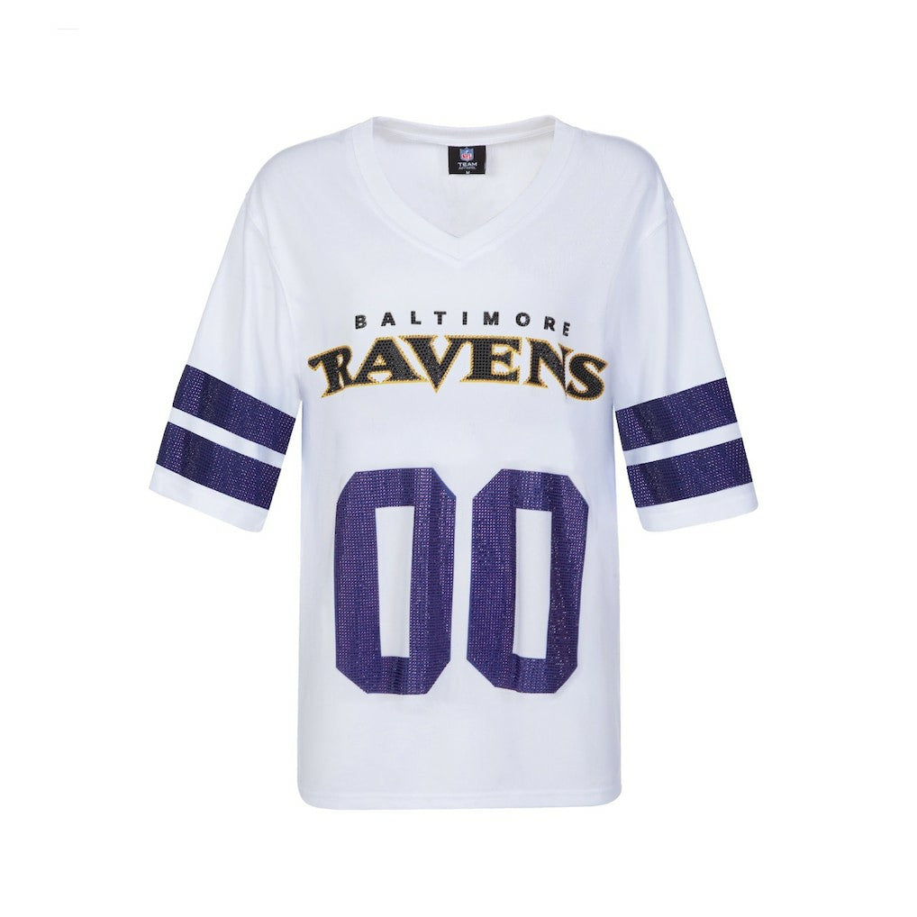Cuce Women's Rhinestone V-Neck Tunic - Baltimore Ravens