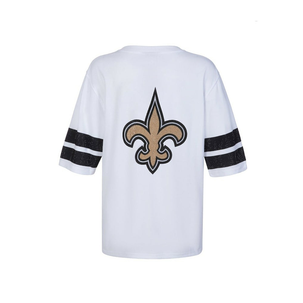 Cuce Women's Rhinestone V-Neck Tunic - New Orleans Saints
