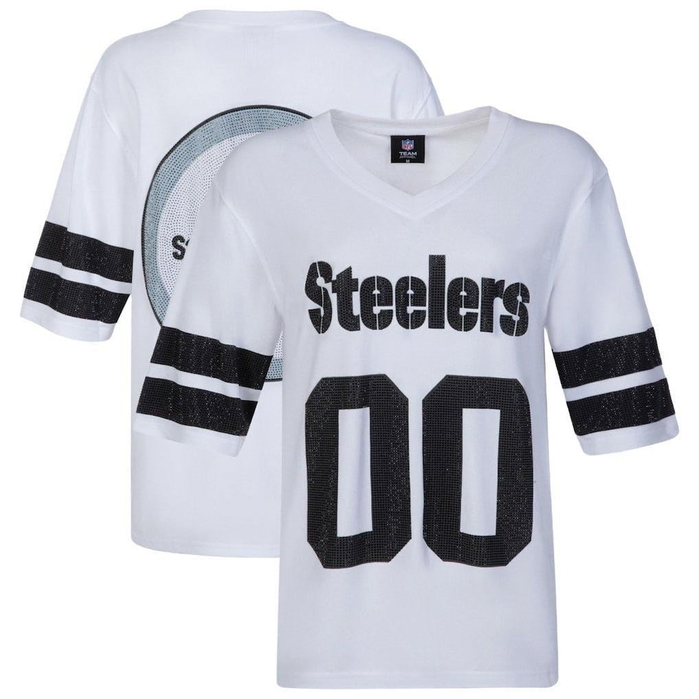 Cuce Women's Rhinestone V-Neck Tunic - Pittsburgh Steelers