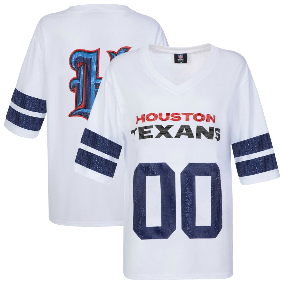 Cuce Women's Rhinestone V-Neck Tunic - Houston Texans