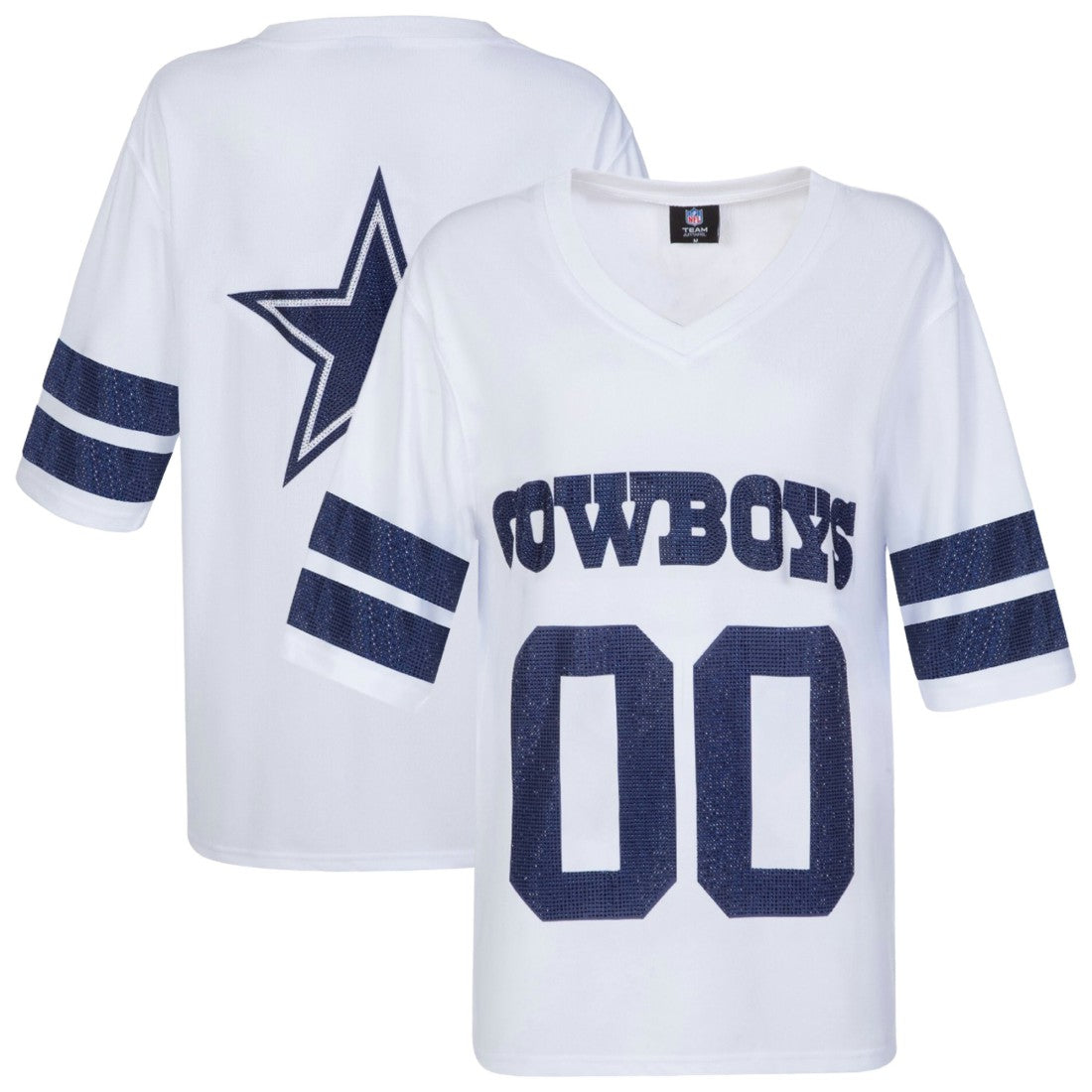 Cuce Women's Rhinestone V-Neck Tunic - Dallas Cowboys