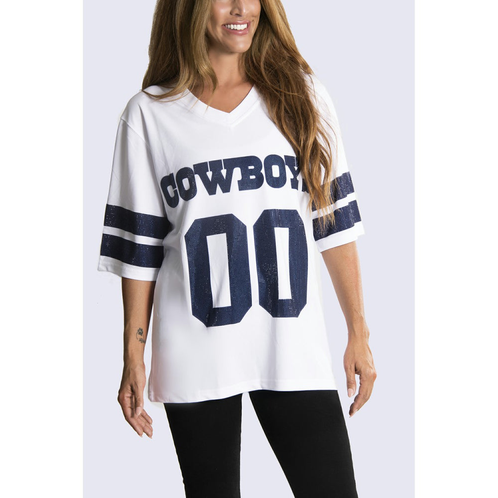 Cuce Women's Rhinestone V-Neck Tunic - Dallas Cowboys
