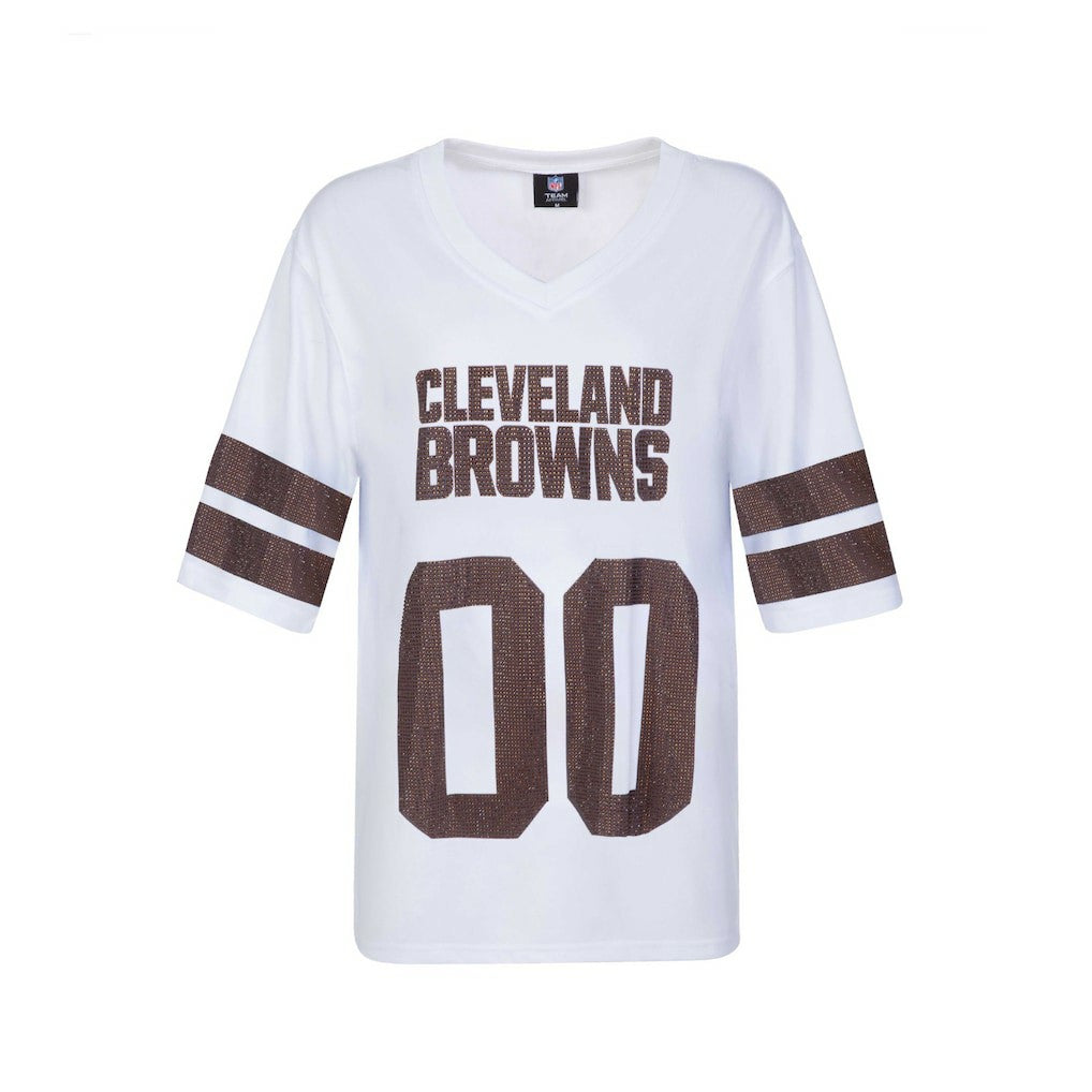 Cuce Women's Rhinestone V-Neck Tunic - Cleveland Browns