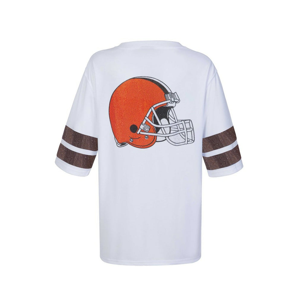 Cuce Women's Rhinestone V-Neck Tunic - Cleveland Browns