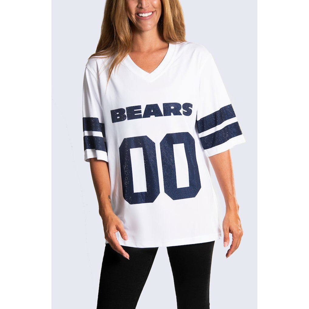 Cuce Women's Rhinestone V-Neck Tunic - Chicago Bears