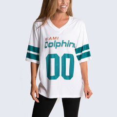 Cuce Women's Rhinestone V-Neck Tunic - Miami Dolphins