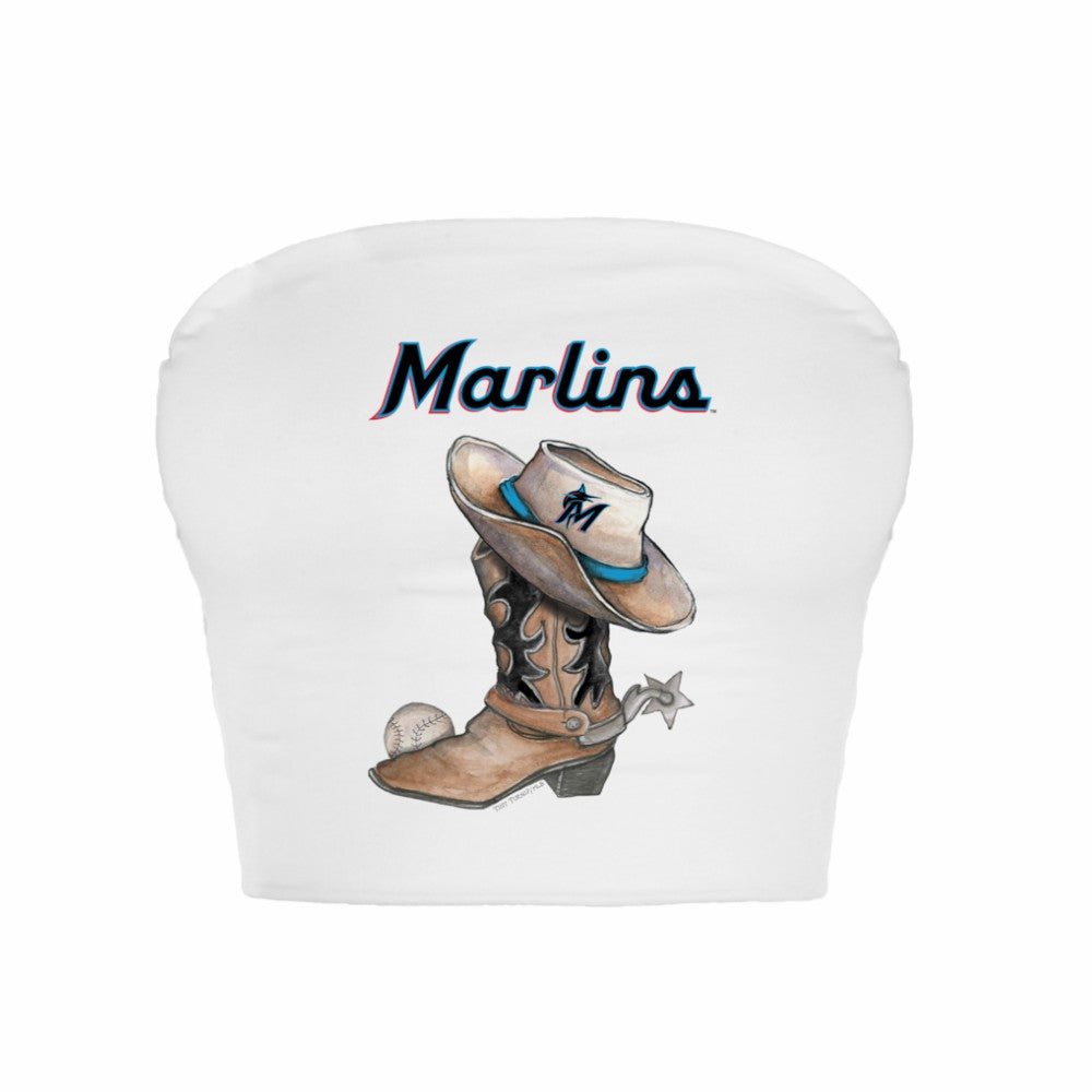 MLB Miami Marlins Tiny Turnip Women's Cowboy Boot Crop Tube Top