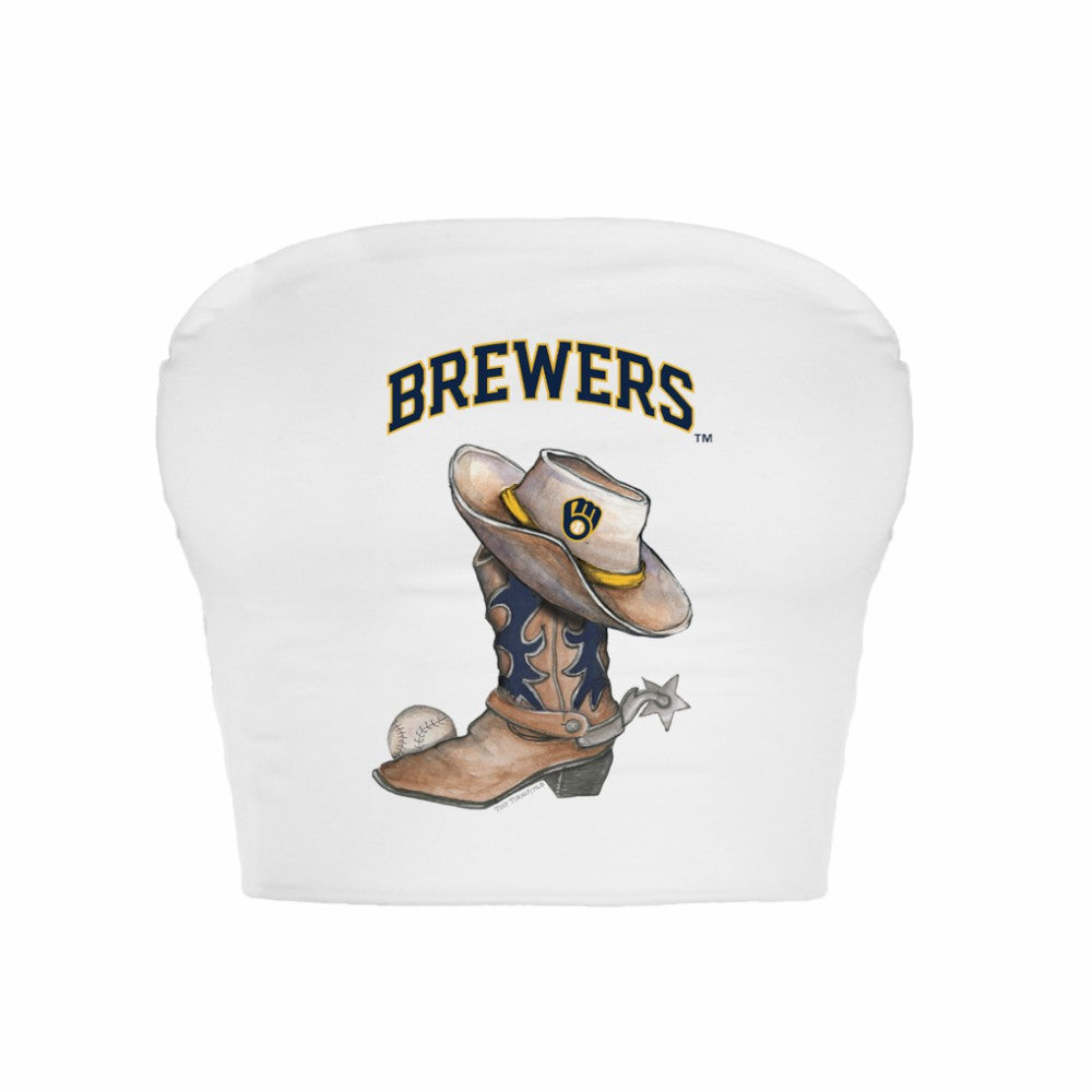 MLB Milwaukee Brewers Tiny Turnip Women's Cowboy Boot Crop Tube Top