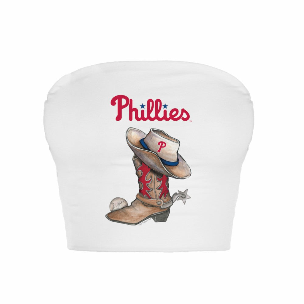 MLB Philadelphia Phillies Tiny Turnip Women's Cowboy Boot Crop Tube Top