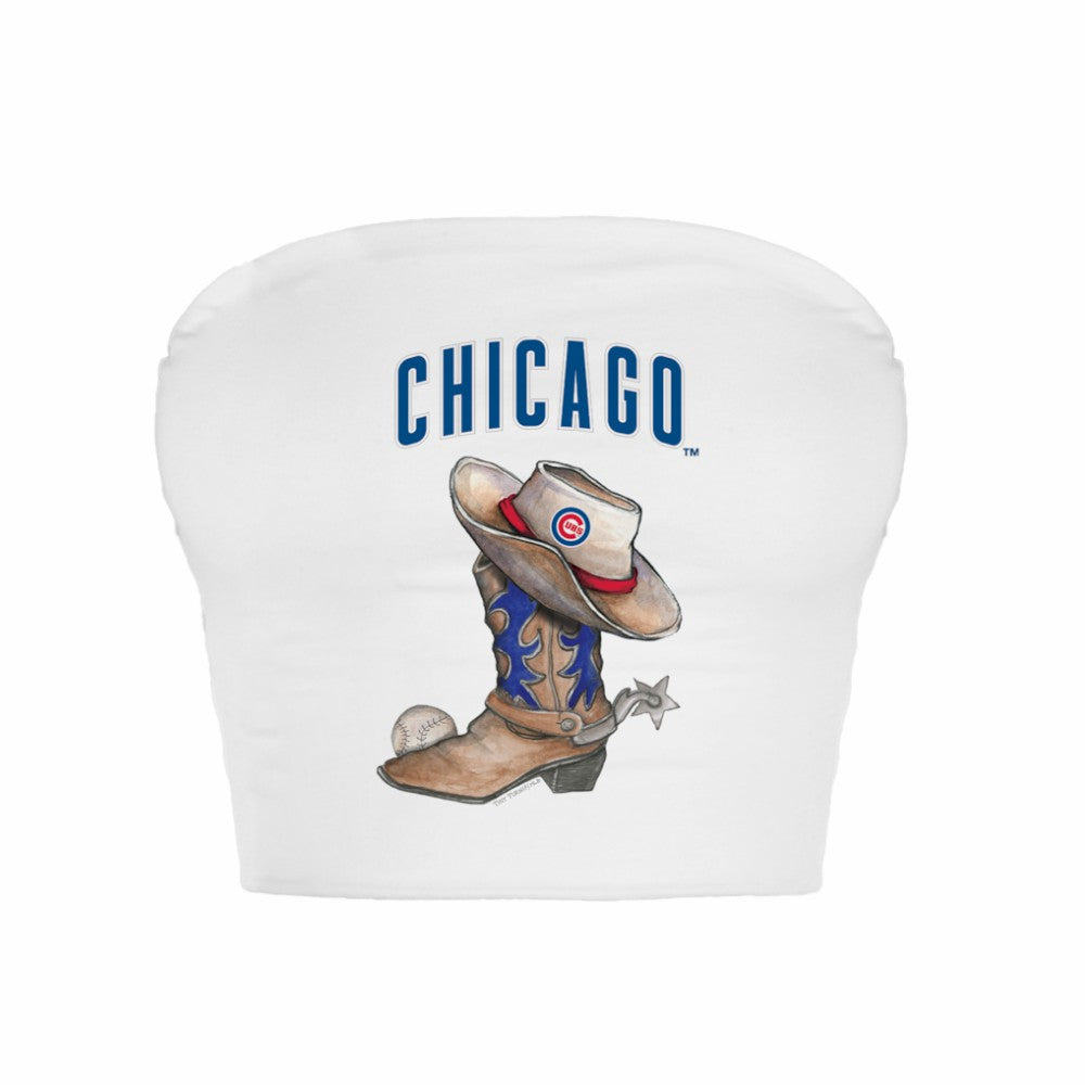 MLB Chicago Cubs Tiny Turnip Women's Cowboy Boot Crop Tube Top