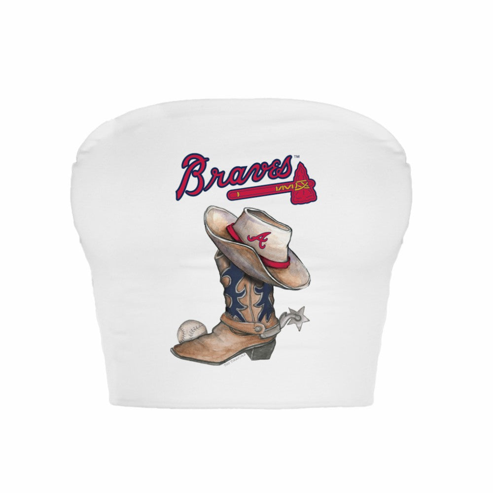 MLB Atlanta Braves Tiny Turnip Women's Cowboy Boot Crop Tube Top