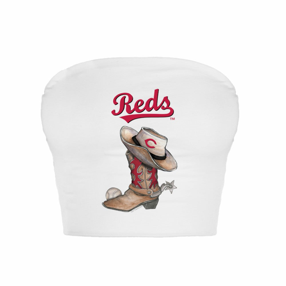 MLB Cincinnati Reds Tiny Turnip Women's Cowboy Boot Crop Tube Top