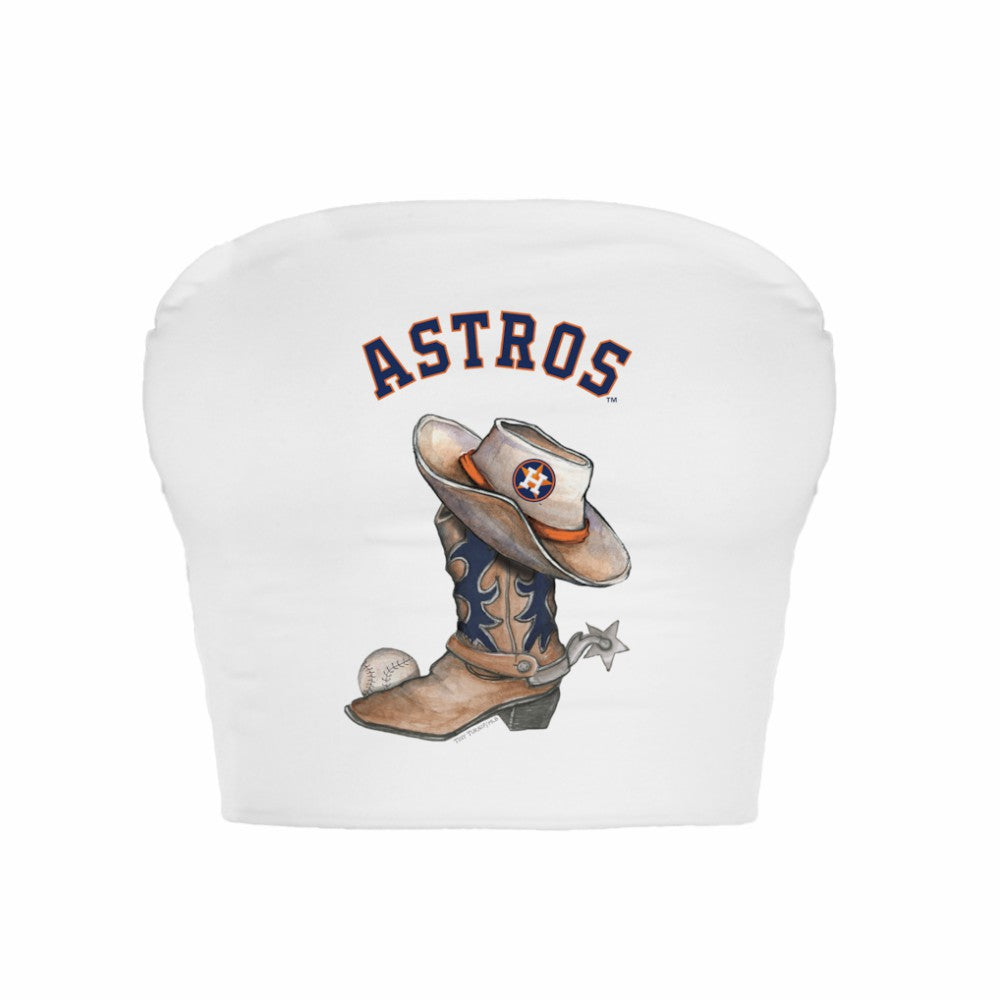 MLB Houston Astros Tiny Turnip Women's Cowboy Boot Crop Tube Top