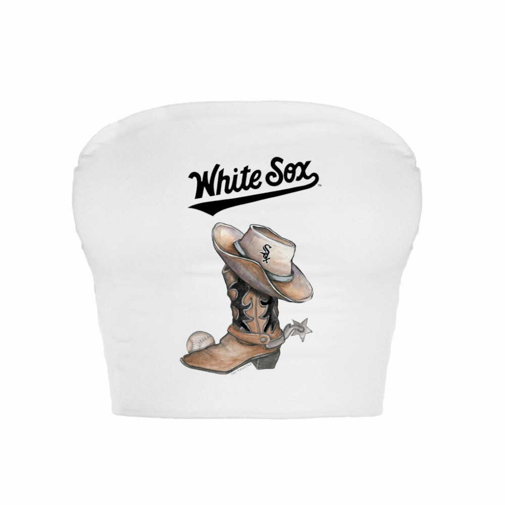 MLB Chicago White Sox Tiny Turnip Women's Cowboy Boot Crop Tube Top