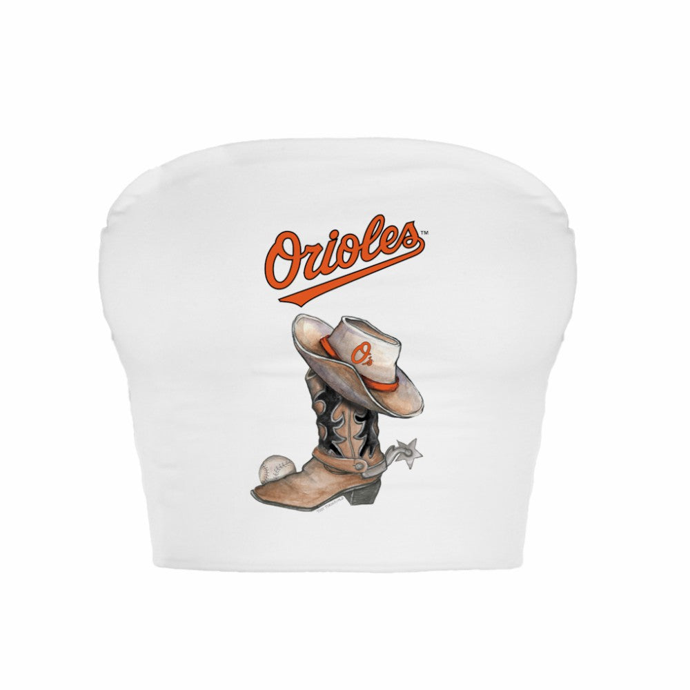 MLB Baltimore Orioles Tiny Turnip Women's Cowboy Boot Crop Tube Top