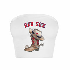 MLB Boston Red Sox Tiny Turnip Women's Cowboy Boot Crop Tube Top