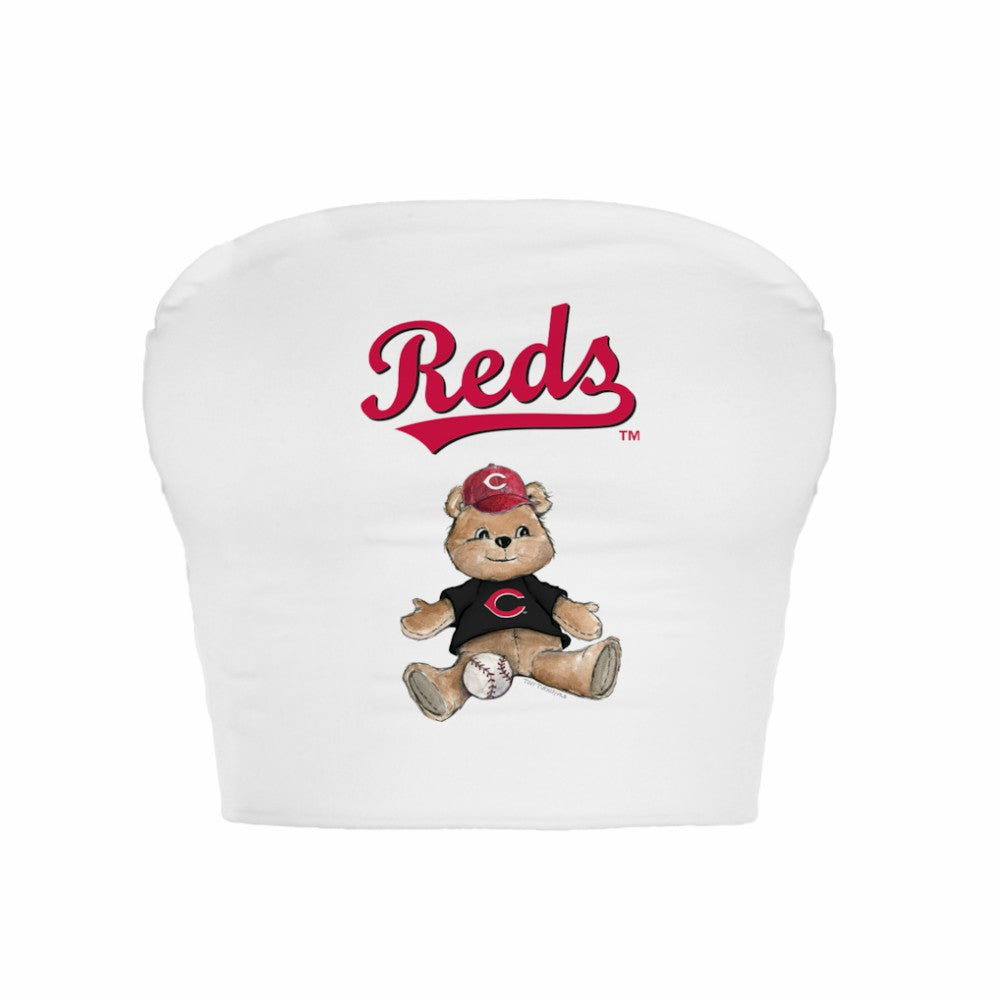 MLB Cincinnati Reds Tiny Turnip Women's Teddy Bear Crop Tube Top
