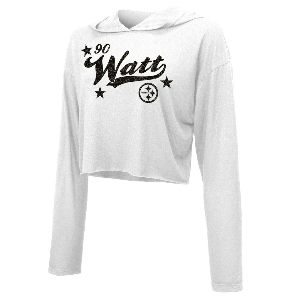 T.J. Watt  Majestic Threads Women's Glitter Wordmark Hoodie - Pittsburgh Steelers