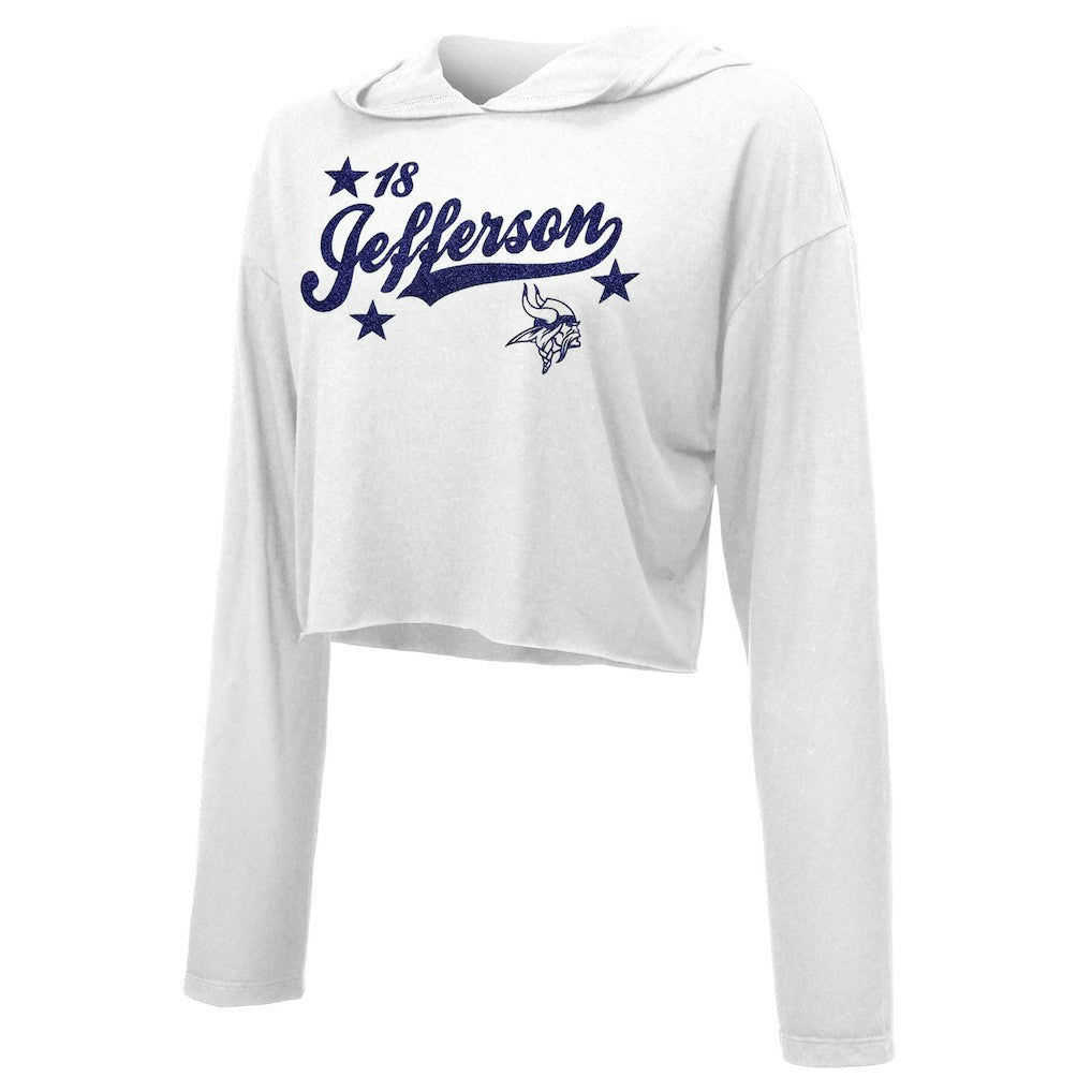 Justin Jefferson  Majestic Threads Women's Glitter Wordmark Hoodie - Minnesota Vikings