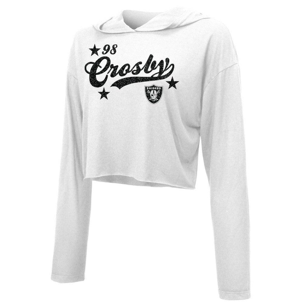 Maxx Crosby  Majestic Threads Women's Glitter Wordmark Hoodie - Las Vegas Raiders