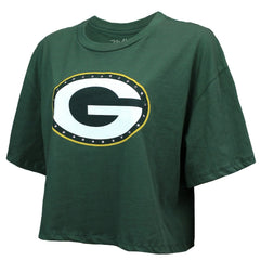 Jordan Love  Majestic Threads Women's Swarovski Crystals Boxy Cropped Name & Number T-Shirt - Green Bay Packers