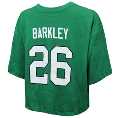 Saquon Barkley  Majestic Threads Women's Swarovski Crystals Boxy Cropped Name & Number T-Shirt - Philadelphia Eagles