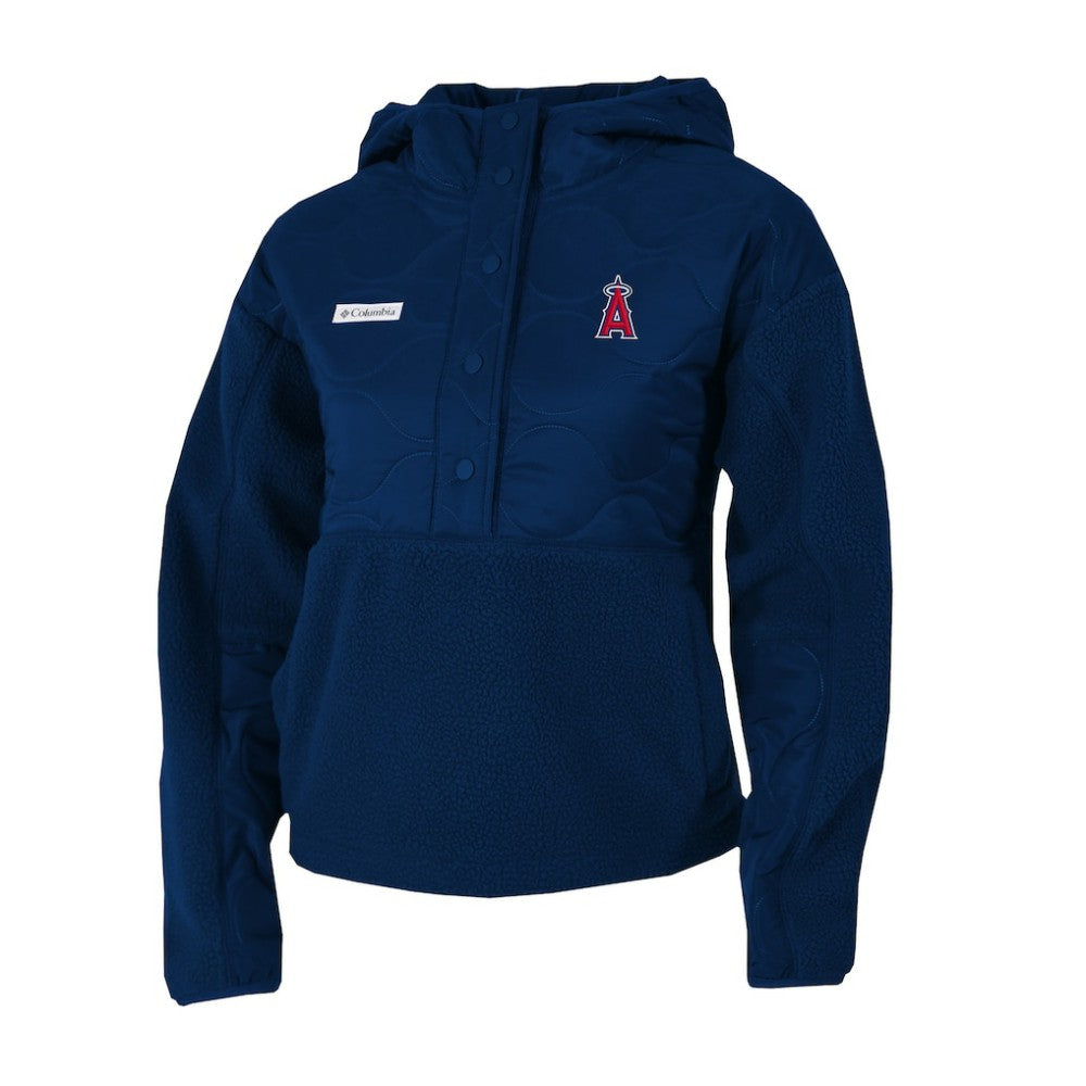 MLB Los Angeles Angels Columbia Women's Cloud Point Hooded Fleece Half-Snap Pullover Jacket