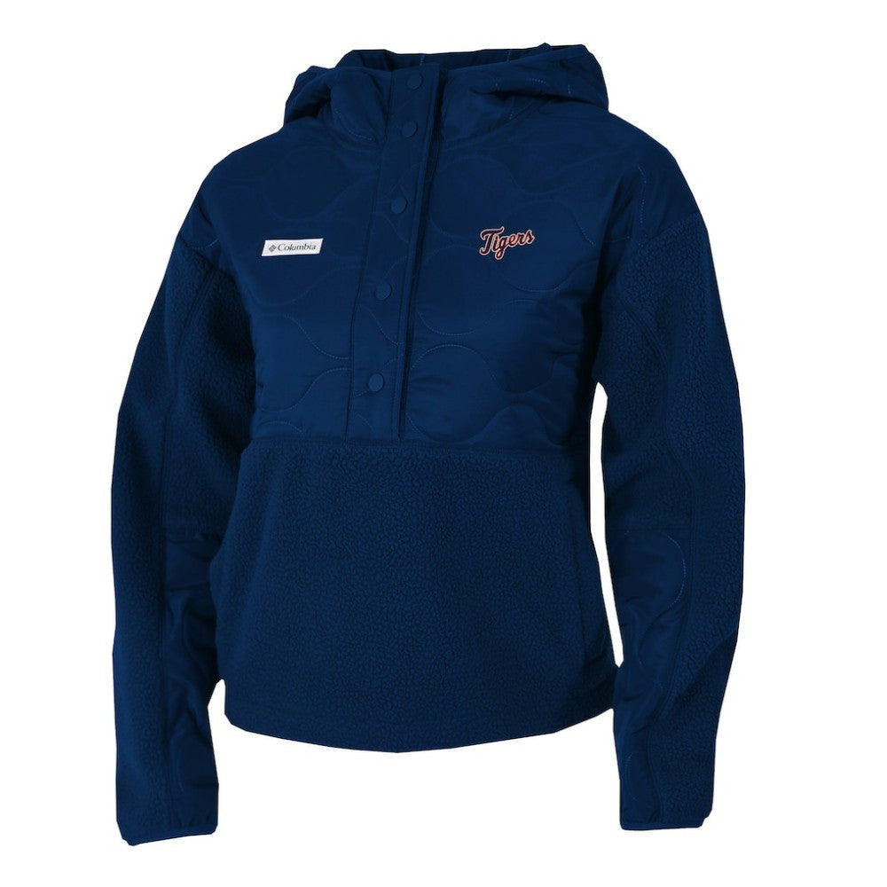 MLB Detroit Tigers Columbia Women's Cloud Point Hooded Fleece Half-Snap Pullover Jacket
