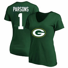 Micah Parsons  Women's Plus Size Name & Number V-Neck T-Shirt - Green Bay Packers