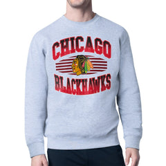NHL Gray Chicago Blackhawks Starter Team Grit Graphic Fleece Pullover Sweatshirt