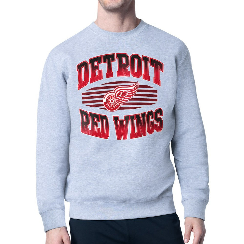 NHL Gray Detroit Red Wings Starter Team Grit Graphic Fleece Pullover Sweatshirt