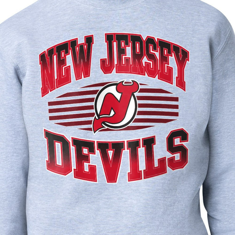 NHL Gray New Jersey Devils Starter Team Grit Graphic Fleece Pullover Sweatshirt