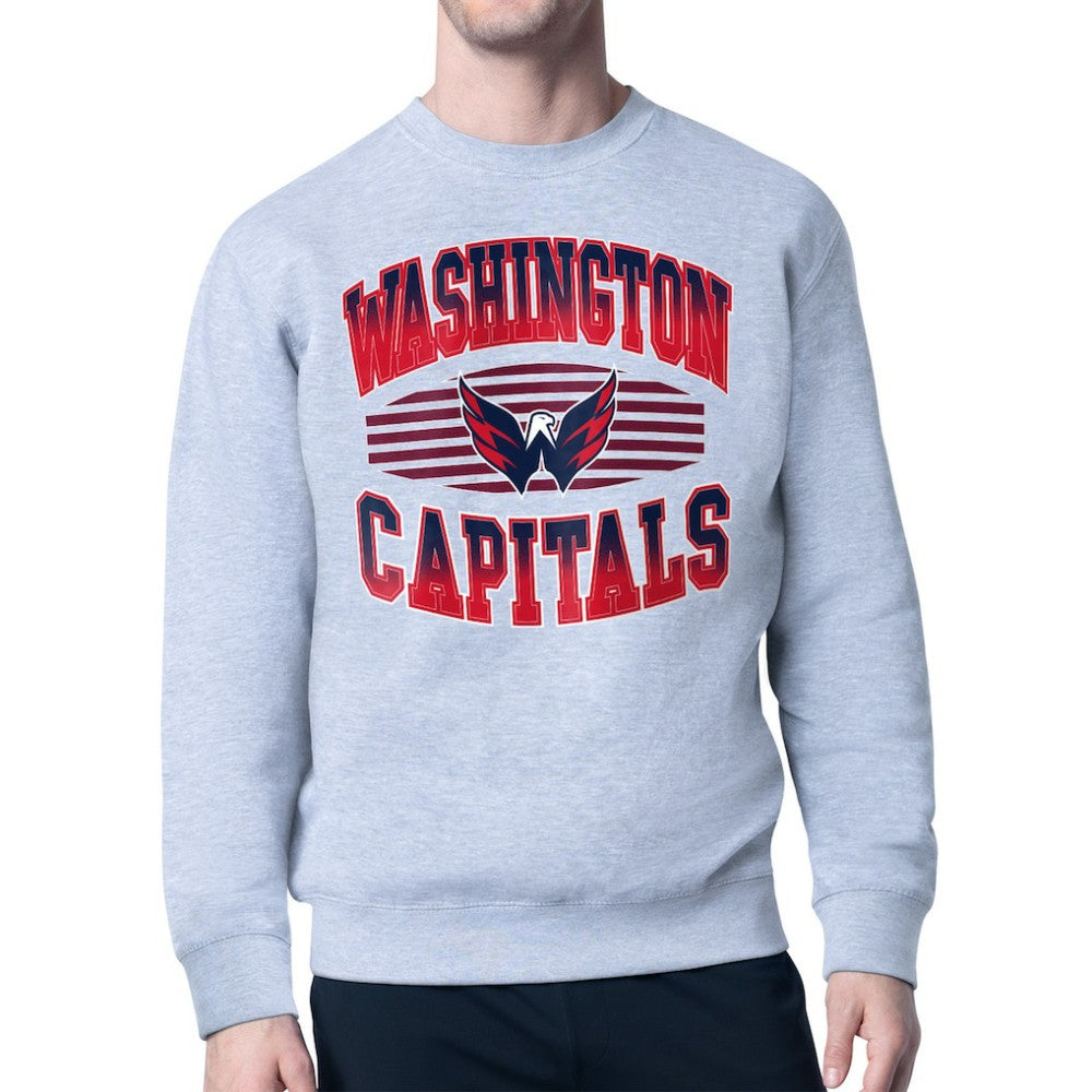 NHL Gray Washington Capitals Starter Team Grit Graphic Fleece Pullover Sweatshirt