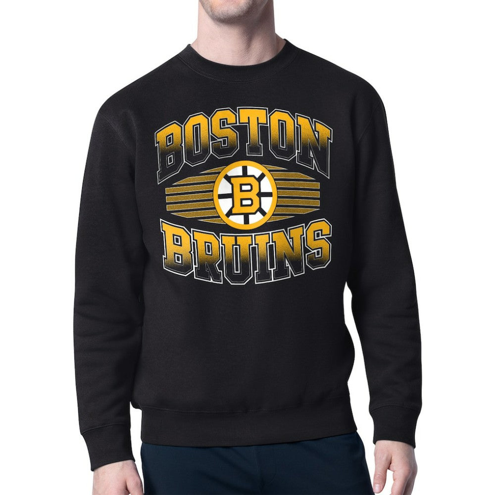 NHL Black Boston Bruins Starter Team Grit Graphic Fleece Pullover Sweatshirt