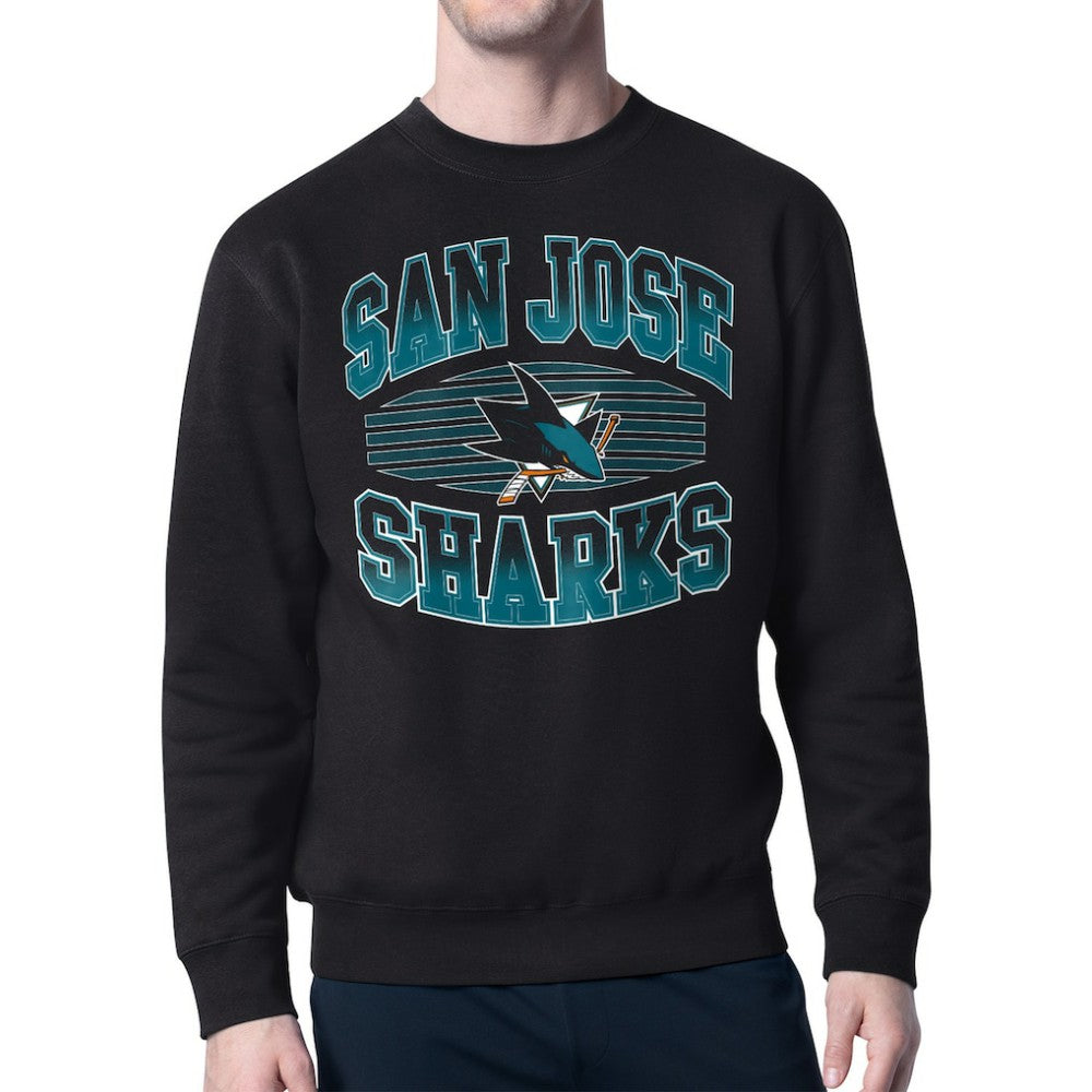 NHL Black San Jose Sharks Starter Team Grit Graphic Fleece Pullover Sweatshirt