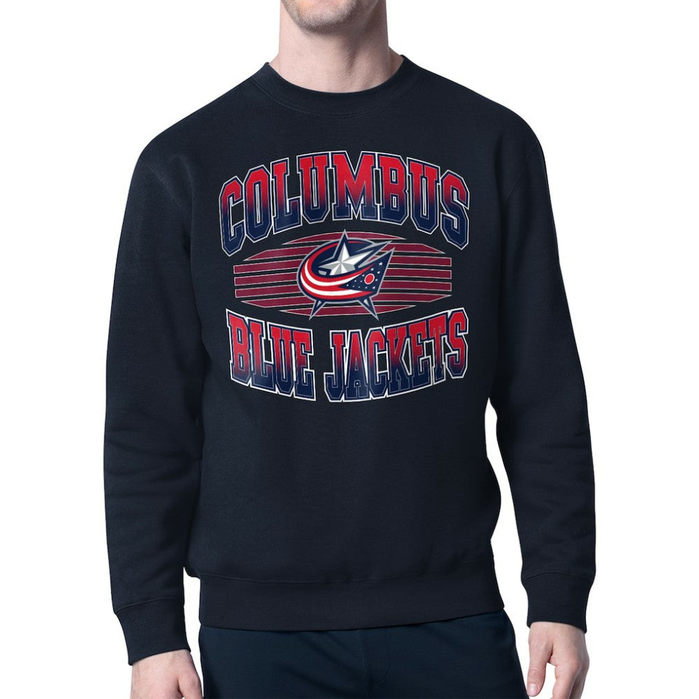 NHL Navy Columbus Blue Jackets Starter Team Grit Graphic Fleece Pullover Sweatshirt