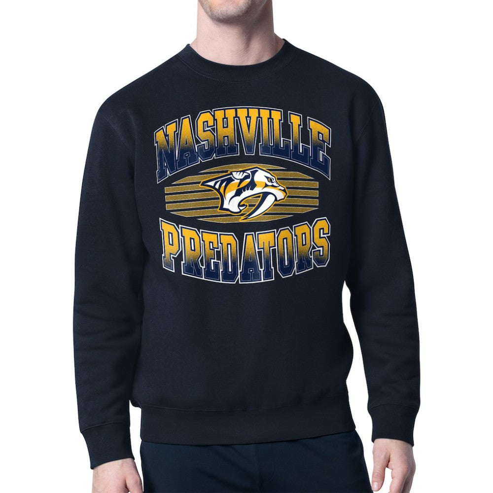 NHL Navy Nashville Predators Starter Team Grit Graphic Fleece Pullover Sweatshirt