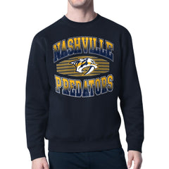 NHL Navy Nashville Predators Starter Team Grit Graphic Fleece Pullover Sweatshirt