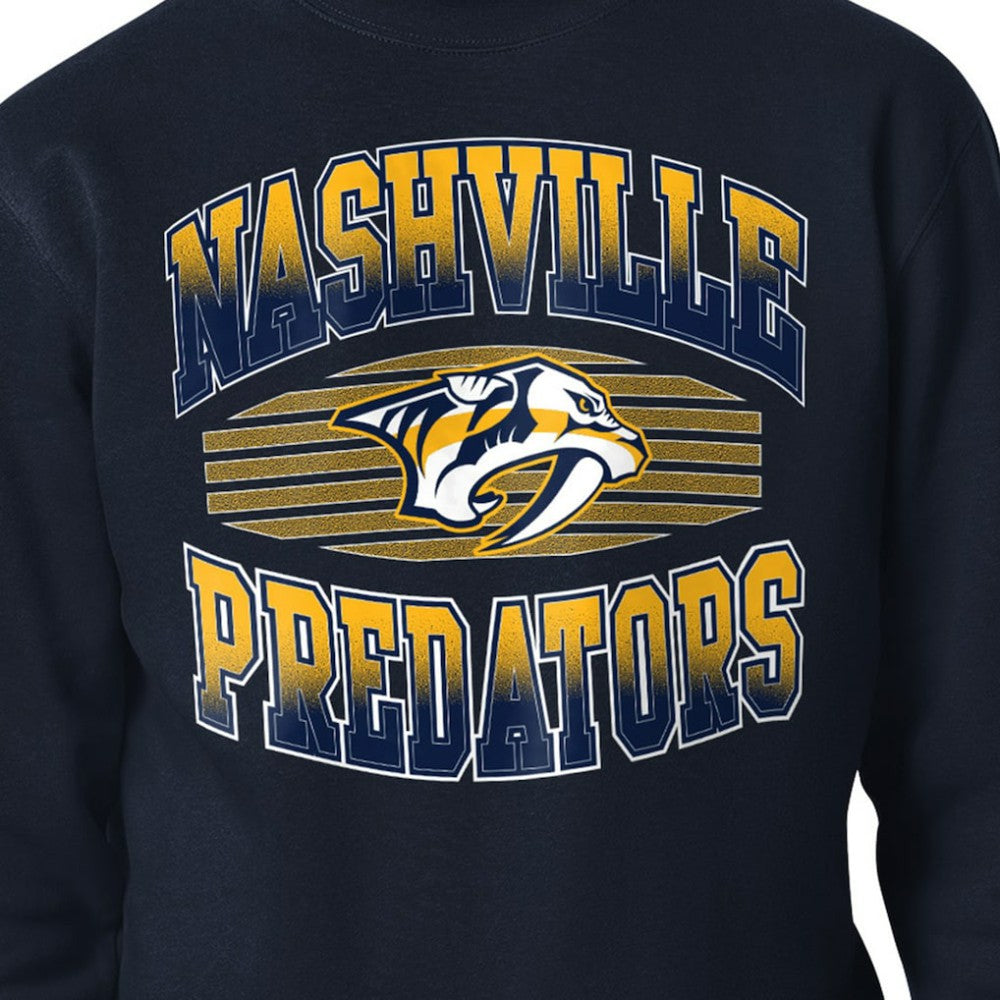 NHL Navy Nashville Predators Starter Team Grit Graphic Fleece Pullover Sweatshirt
