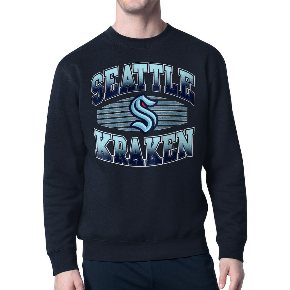 NHL Deep Sea Blue Seattle Kraken Starter Team Grit Graphic Fleece Pullover Sweatshirt