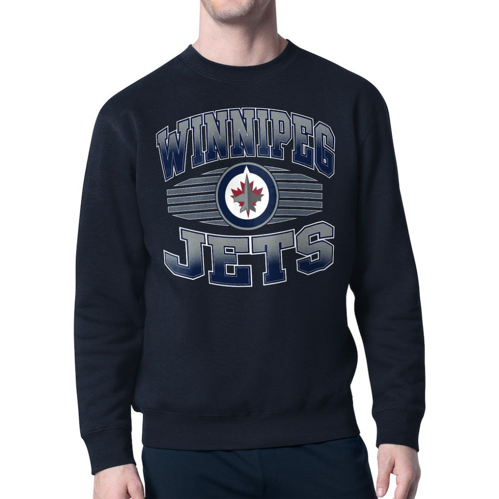 NHL Navy Winnipeg Jets Starter Team Grit Graphic Fleece Pullover Sweatshirt