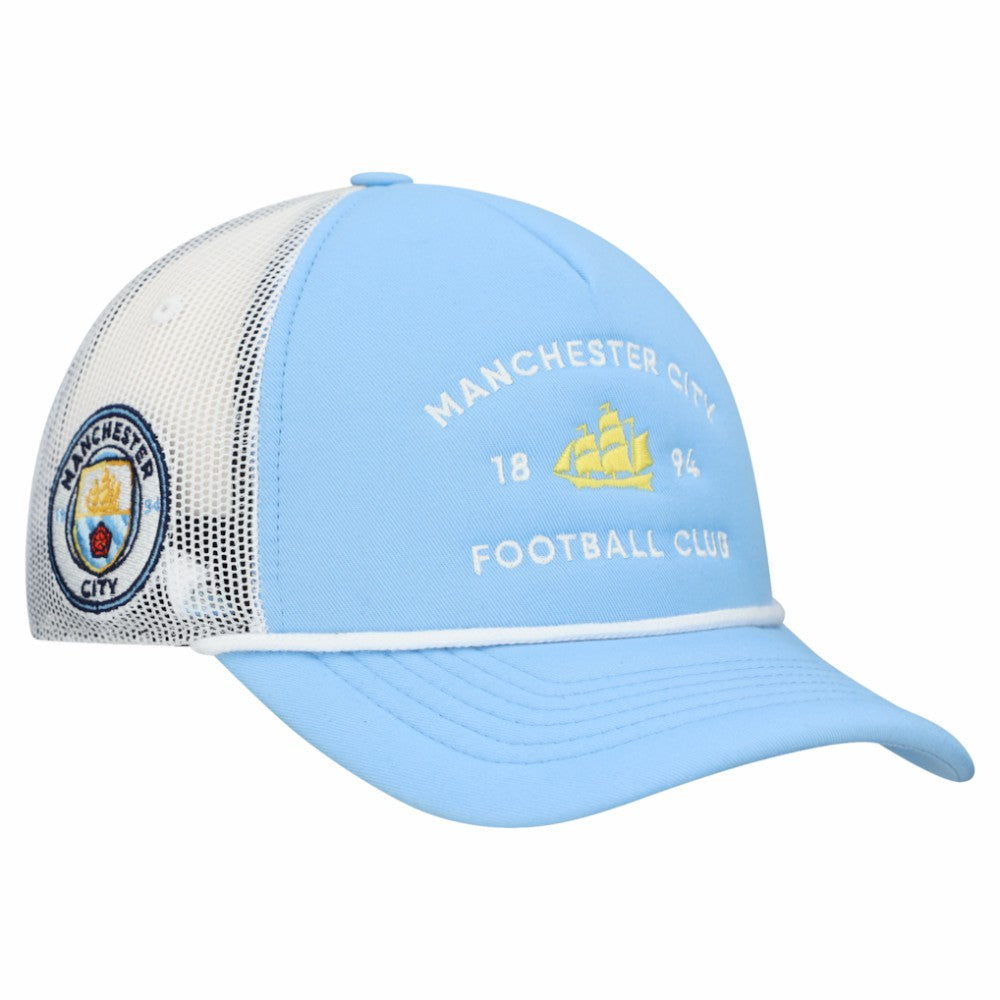 Manchester City Unisex Free Rider Trucker Snapback Hat -  Light Blue