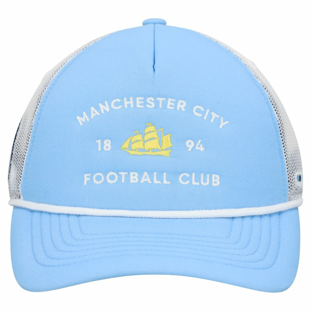 Manchester City Unisex Free Rider Trucker Snapback Hat -  Light Blue