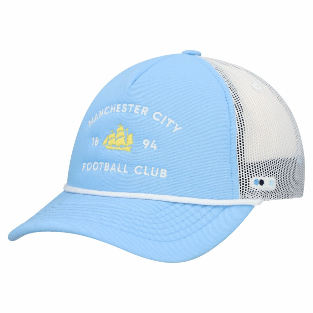 Manchester City Unisex Free Rider Trucker Snapback Hat -  Light Blue