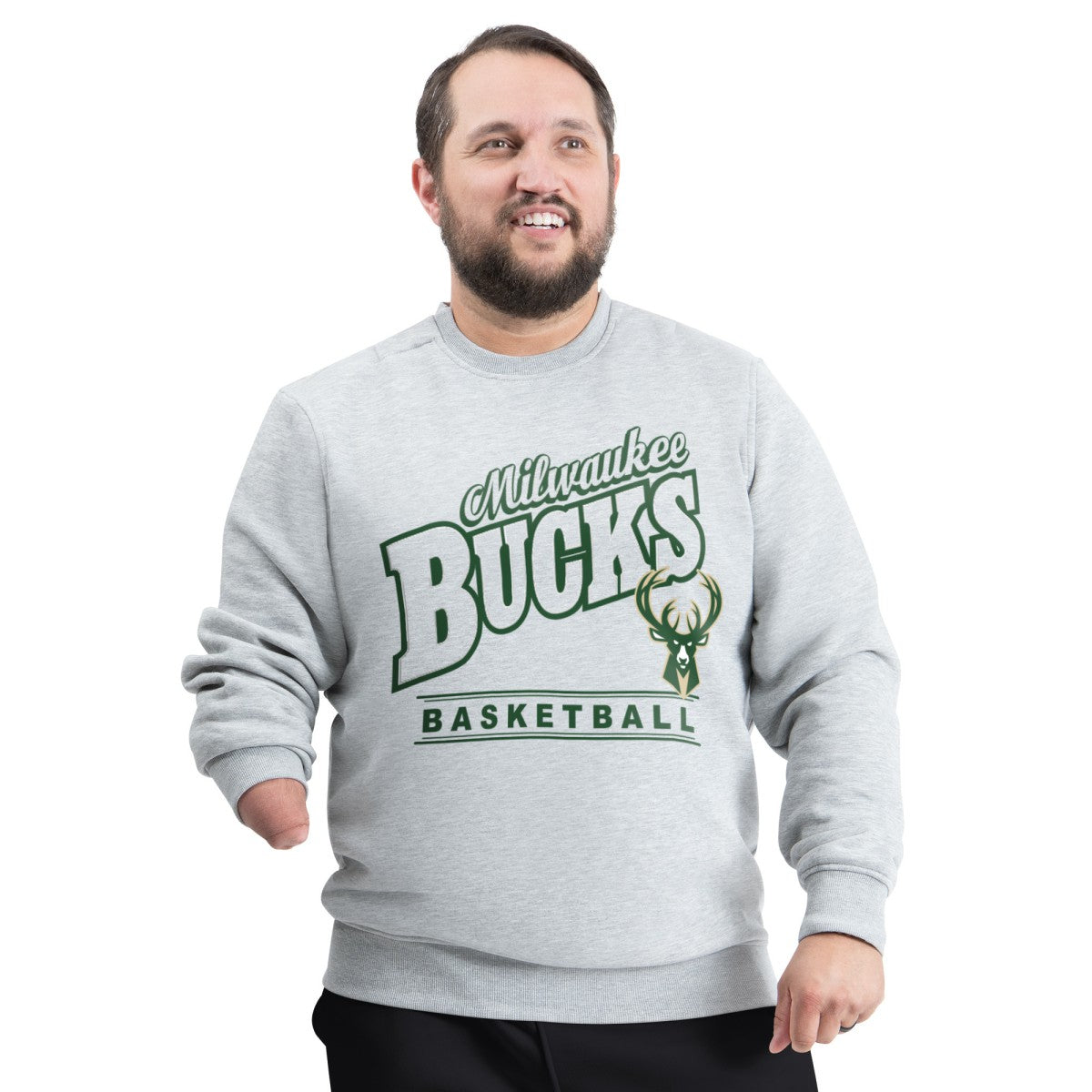NBA Milwaukee Bucks G-III Sports by Carl Banks Adaptive Headliner Fleece Crewneck Sweatshirt